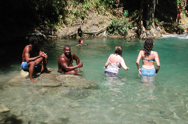 Riverwalk at   Mayfield Falls - Negril, Jamaica W.I. - Saturday, December 8, 2001 - Negril Travel Guide