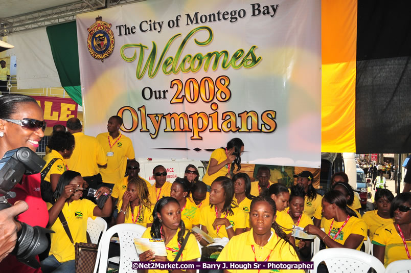 The City of Montego Bay Welcomes Our 2008 Olympians - Western Motorcade - Civic Ceremony - A Salute To Our Beijing Heros - Sam Sharpe Square, Montego Bay, Jamaica - Tuesday, October 7, 2008 - Photographs by Net2Market.com - Barry J. Hough Sr. Photojournalist/Photograper - Photographs taken with a Nikon D300 - Negril Travel Guide, Negril Jamaica WI - http://www.negriltravelguide.com - info@negriltravelguide.com...!