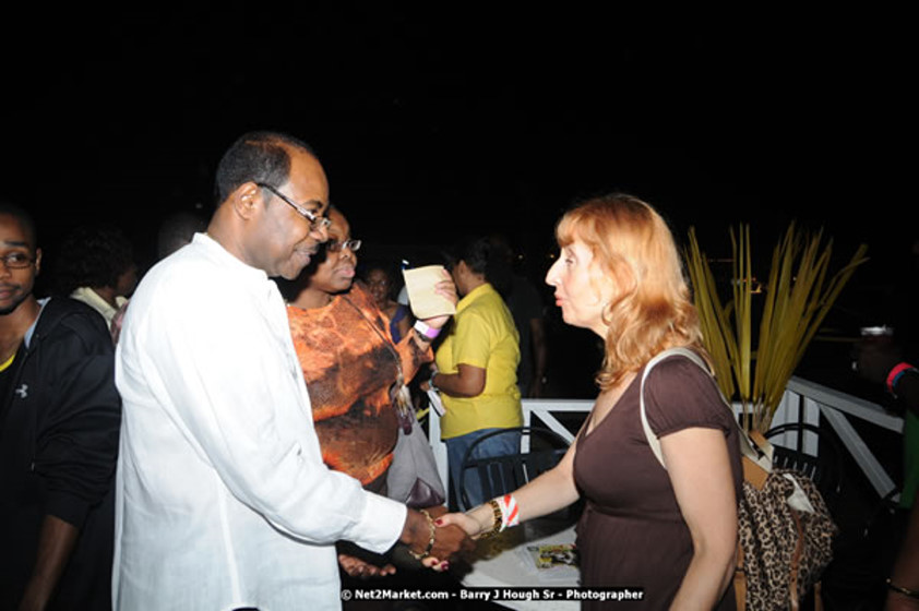 The Hon. Orette Bruce Goldwin, M.P., Prime Minister of Jamaica, Minister of Tourism, Hon. Edmund Bartlett, and Director of Tourism, Basil Smith at the Air Jamaica Jazz and Blues Festival 2008 The Art of Music - Ridday, January 25, 2008 - Air Jamaica Jazz & Blues 2008 The Art of Music venue at the Aqaueduct on Rose Hall Resort & Counrty Club, Montego Bay, St. James, Jamaica W.I. - Thursday, January 24 - Saturday, January 26, 2008 - Photographs by Net2Market.com - Claudine Housen & Barry J. Hough Sr, Photographers - Negril Travel Guide, Negril Jamaica WI - http://www.negriltravelguide.com - info@negriltravelguide.com...!