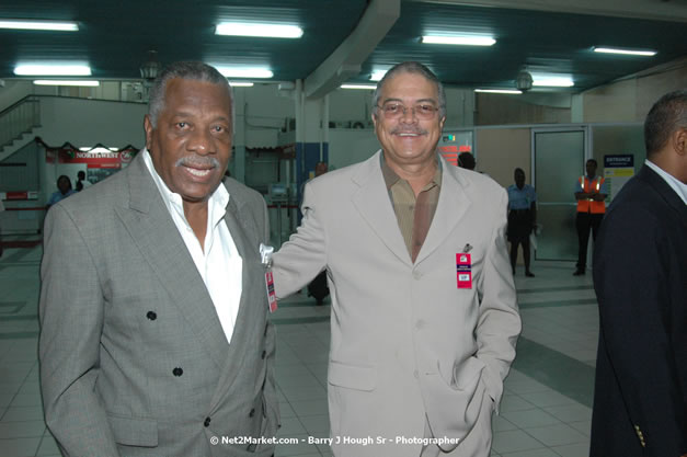 Minister of Tourism, Hon. Edmund Bartlett - Director of Tourism, Basil Smith, and Mayor of Montego Bay, Councilor Charles Sinclair Launch of Winter Tourism Season at Sangster International Airport, Saturday, December 15, 2007 - Sangster International Airport - MBJ Airports Limited, Montego Bay, Jamaica W.I. - Photographs by Net2Market.com - Barry J. Hough Sr, Photographer - Negril Travel Guide, Negril Jamaica WI - http://www.negriltravelguide.com - info@negriltravelguide.com...!