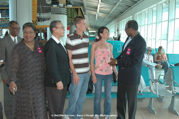 Minister of Tourism, Hon. Edmund Bartlett - Director of Tourism, Basil Smith, and Mayor of Montego Bay, Councillor Charles Sinclair Launch of Winter Tourism Season at Sangster International Airport, Saturday, December 15, 2007 - Sangster International Airport - MBJ Airports Limited, Montego Bay, Jamaica W.I. - Photographs by Net2Market.com - Barry J. Hough Sr, Photographer - Negril Travel Guide, Negril Jamaica WI - http://www.negriltravelguide.com - info@negriltravelguide.com...!