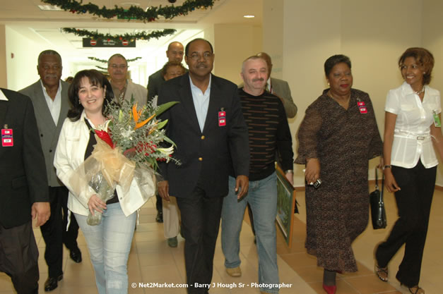 Minister of Tourism, Hon. Edmund Bartlett - Director of Tourism, Basil Smith, and Mayor of Montego Bay, Councillor Charles Sinclair Launch of Winter Tourism Season at Sangster International Airport, Saturday, December 15, 2007 - Sangster International Airport - MBJ Airports Limited, Montego Bay, Jamaica W.I. - Photographs by Net2Market.com - Barry J. Hough Sr, Photographer - Negril Travel Guide, Negril Jamaica WI - http://www.negriltravelguide.com - info@negriltravelguide.com...!