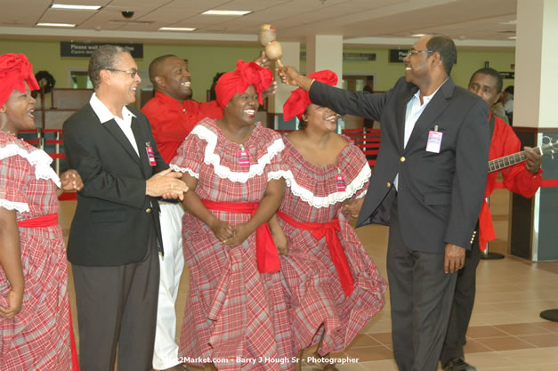 Minister of Tourism, Hon. Edmund Bartlett - Director of Tourism, Basil Smith, and Mayor of Montego Bay, Councillor Charles Sinclair Launch of Winter Tourism Season at Sangster International Airport, Saturday, December 15, 2007 - Sangster International Airport - MBJ Airports Limited, Montego Bay, Jamaica W.I. - Photographs by Net2Market.com - Barry J. Hough Sr, Photographer - Negril Travel Guide, Negril Jamaica WI - http://www.negriltravelguide.com - info@negriltravelguide.com...!