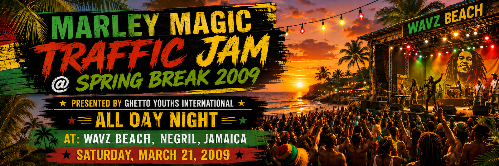 Marley Magic Traffic Jam at Spring Break 2009 at Wavz Beach, Negril, Jamaica