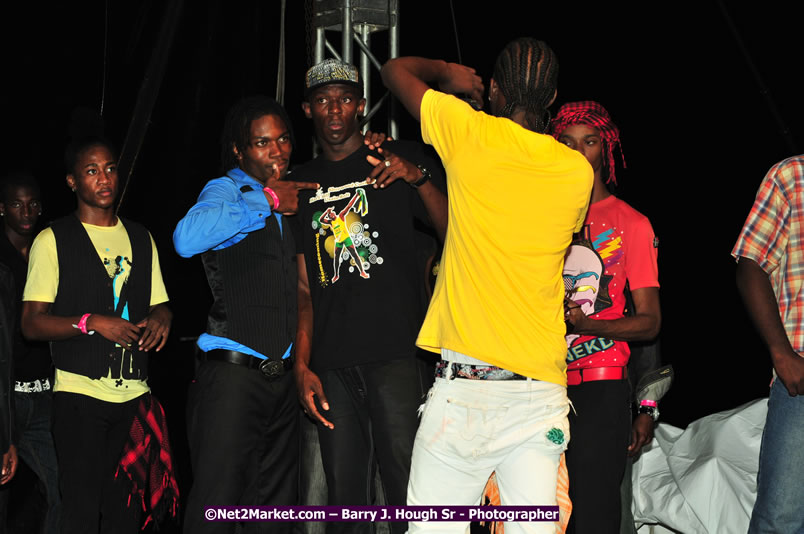 Usain Bolt of Jamaica - The Fastest Man In The World  - Usain Bolt Homecoming Celebrations Concert at the William Knibb High School Play Field, Trelawny - Ice, Ding Dong, Ravers Clavers, D'Angel, Voicemail, RDX and Dancers, Wayne Marshall, Tammi Chynn, Bugle, Nero, Tanya Stephens, Richie Spice, Kip Rich,and Shaggy - Photographs by Net2Market.com - Barry J. Hough Sr. Photojournalist/Photograper - Photographs taken with a Nikon D300 - Negril Travel Guide, Negril Jamaica WI - http://www.negriltravelguide.com - info@negriltravelguide.com...!